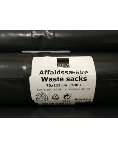 Avfallssekk søppelsekk Abena 1388 45my 100l sort rull med 10 stykker