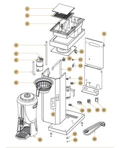 NR 5 på tegningen.
Reservedel Welbilt Creme Coffee Queen Mega Gold M del 1205101 OVERHETTNINGSSKYDD